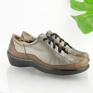 Ziera Womens Alley Oxfords Size 39.5 9 Brown Silver Leather Lace Up Comfy Shoes